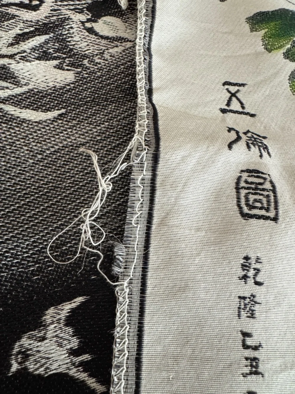 Vintage Chinese Wall Tapestry - Natural Outdoor Setting - Multicolor - Silk